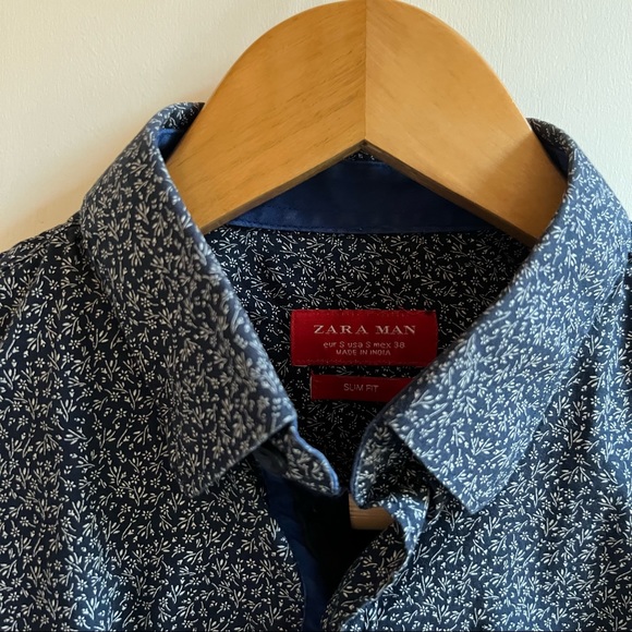 Zara Man Slim Fit Floral Button Down Shirt - Picture 4 of 6